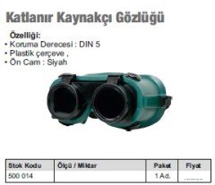 Katlanır kaynakçı gözlüğü yeşil