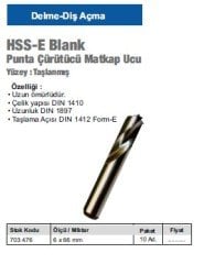 Punta çürütücü hss-e blank matkap ucu 6,0 x 66 mm 1 Ad.